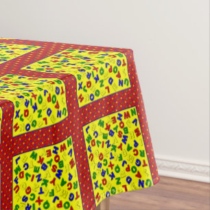 PRIMARY ALPHABET BLOCKS, Red-52x70 TABLECLOTH