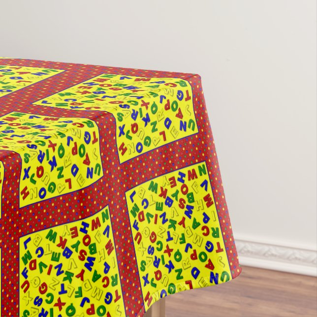 PRIMARY ALPHABET BLOCKS, Red-52x70 TABLECLOTH (In Situ)