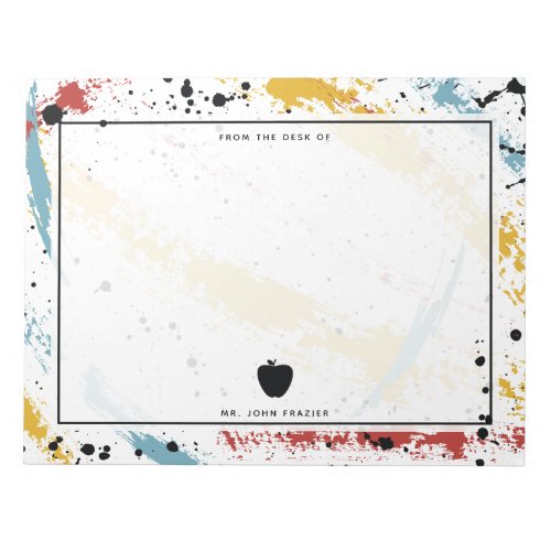 Primary Brushstrokes Abstract Art Teacher Apple Notepad