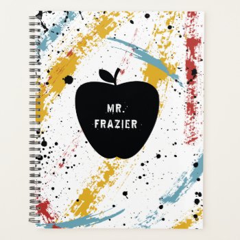 Primary Brushstrokes Abstract Art Teacher Apple Planner by thepinkschoolhouse at Zazzle