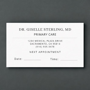 Primary Care Doctor Office Appointment Card
