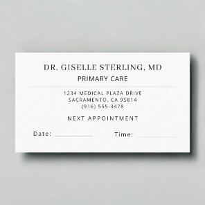 Primary Care Doctor Office Appointment Card