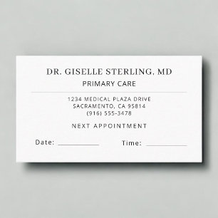 Primary Care Doctor Office Appointment Card