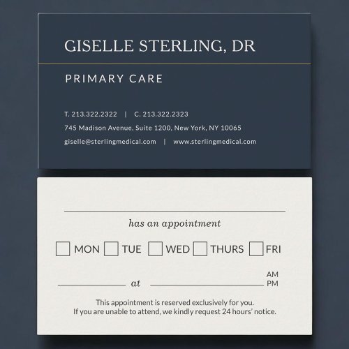 Primary Care Doctor Office Appointment Reminder Card