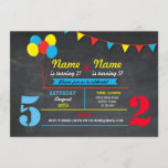 Primary Color Birthday Girls Boys ANY AGE Invite<br><div class="desc">Primary Color Balloons Birthday invite,  perfect for two children sharing a birthday party. Simply change the text to suit your party. Back print included.</div>