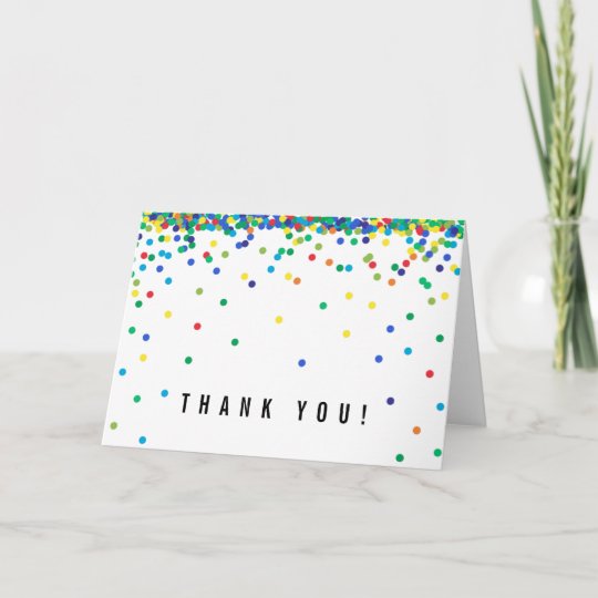 Primary Color Confetti Thank You | Cute & Simple Card | Zazzle.com