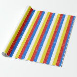 Primary Color Crayon Stripes Wrapping Paper at Zazzle