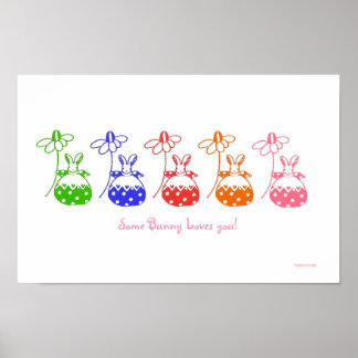 Primary Color Daisy Bunny Poster