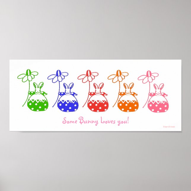 Primary Color Daisy Bunny Poster (Front)