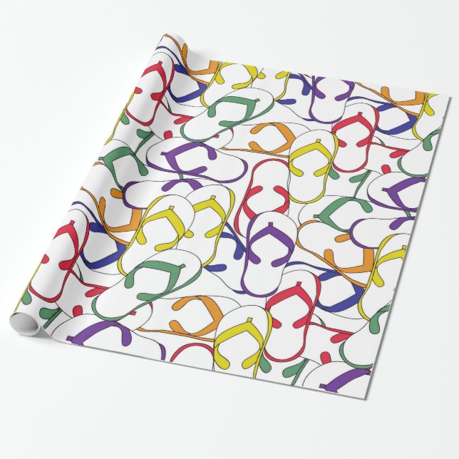 Primary Color Flip Flop Pattern flipflops summer Wrapping Paper (Unrolled)