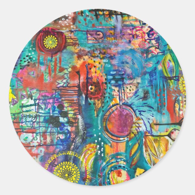 Primary Color Love Classic Round Sticker (Front)