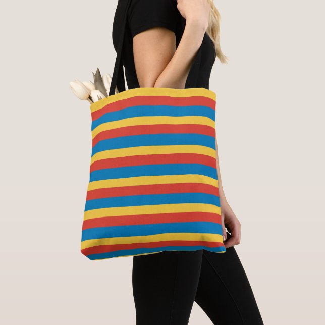 Primary Color Striped Tote Bag (Close Up)