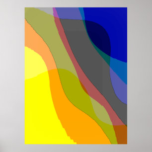 Primary Colors Abstract 1212i - Yellow Blue Red Poster