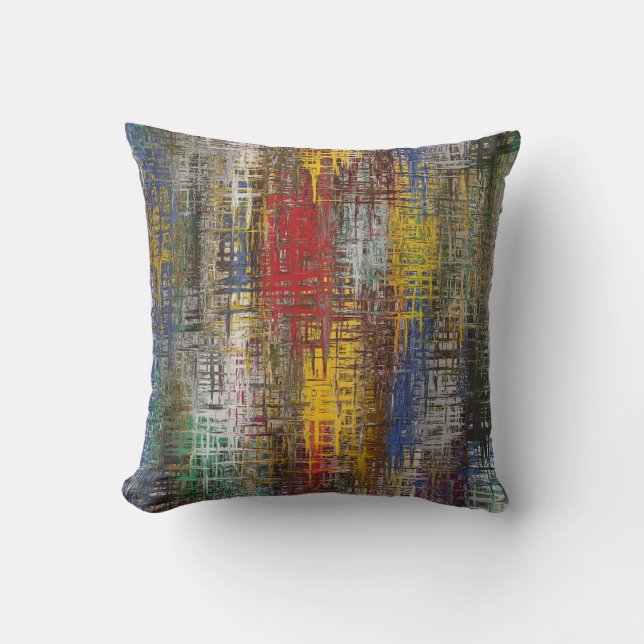 Primary colors abstract throw pillow (Front)