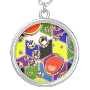 Primary Colors Art Silver Plated Necklace