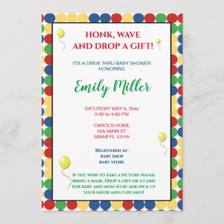 Primary colors baby shower invitation