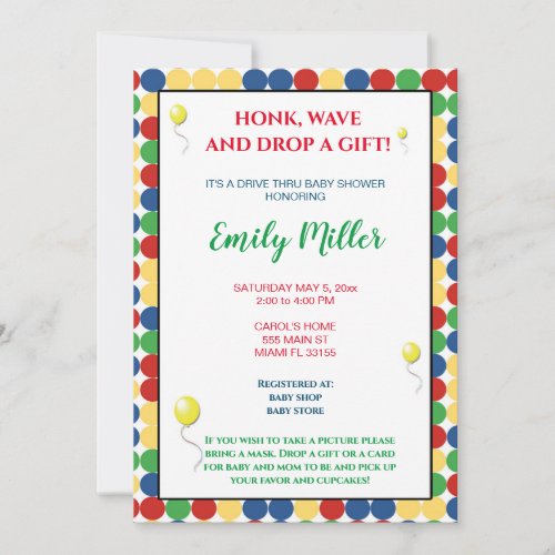 Primary colors baby shower invitation