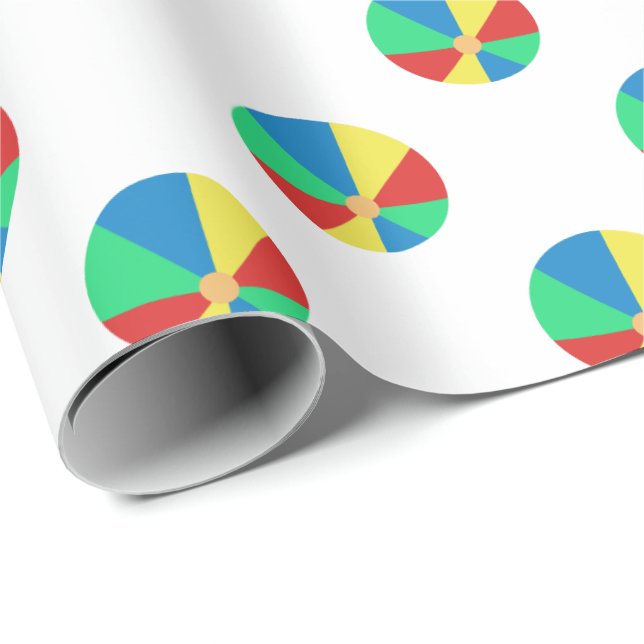 Primary Colors Beach Balls Wrapping Paper (Roll Corner)