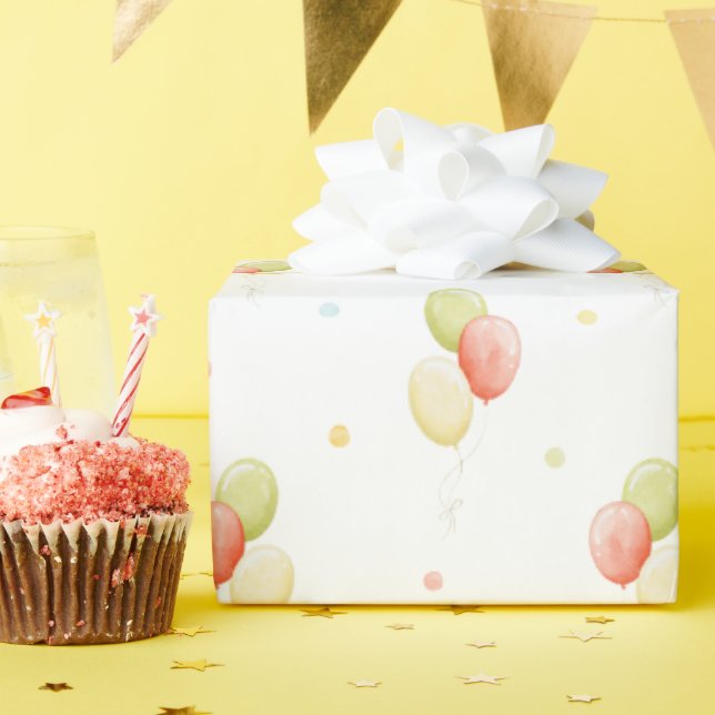 Primary Colors Birthday Balloons Wrapping Paper (Birthday Party)