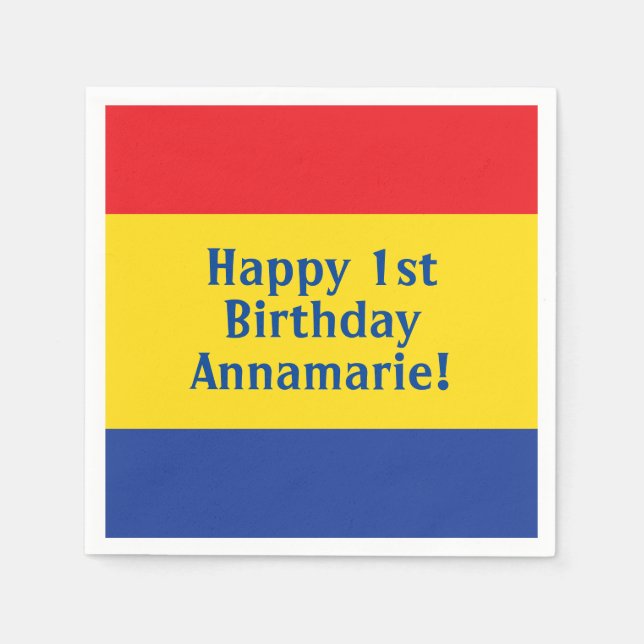 Primary Colors Birthday Party Napkins (Front)