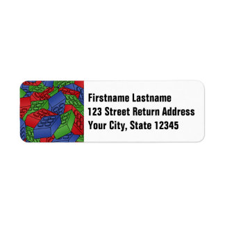 Primary Colors Building Blocks Pattern Label