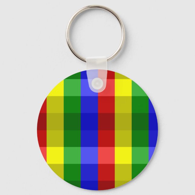 Primary Colors Checks Keychain (Front)