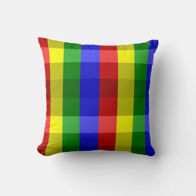 Primary Colors Checks-Sq Throw Pillow (Front)