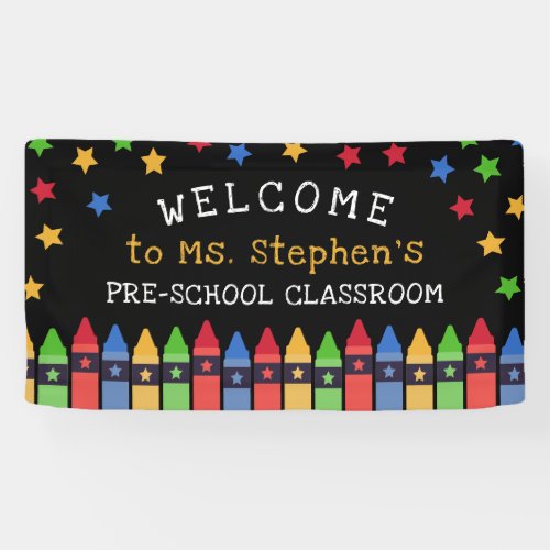 Primary Colors Crayons Welcome Teachers Classroom Banner