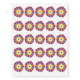 Primary Colors Friendship Flowers - Temporary Tattoos