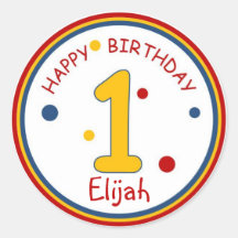 Primary Colors Happy Birthday Number 1