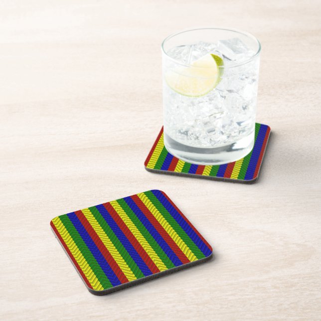 Primary Colors Herringbone Coaster (Right Side)