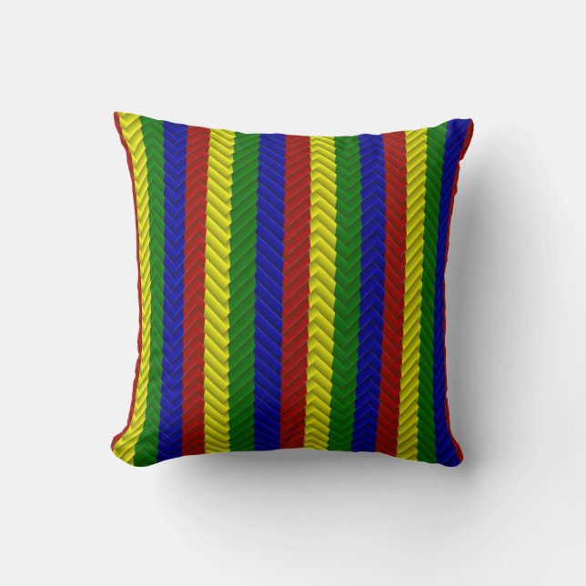 Primary Colors Herringbone-Sq Throw Pillow (Front)