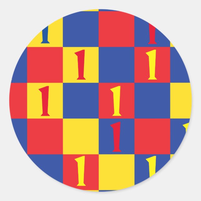 Primary Colors Kids 1st Birthday Party Classic Round Sticker (Front)
