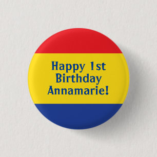 Primary Colors Kid's Birthday Party Button