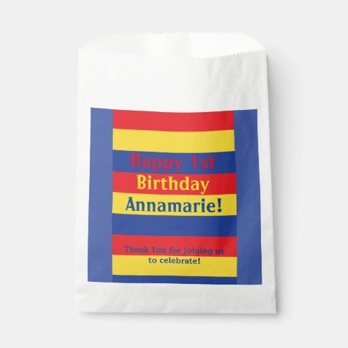 Primary Colors Kids Birthday Party Favor Bag