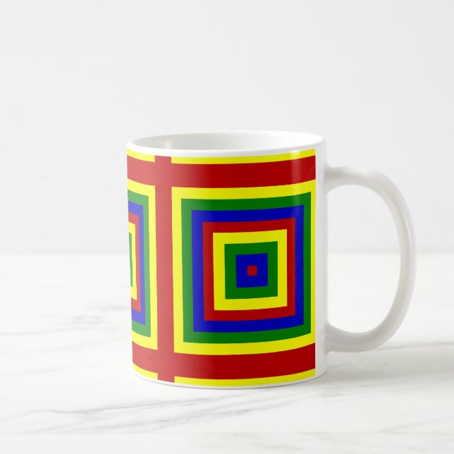 Primary Colors Layered Squares Coffee Mug (Right)