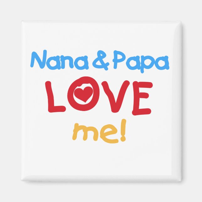 Primary Colors Nana and Papa Love Me Magnet (Front)