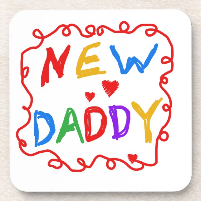 Primary Colors New Daddy Gifts Coaster (Front)