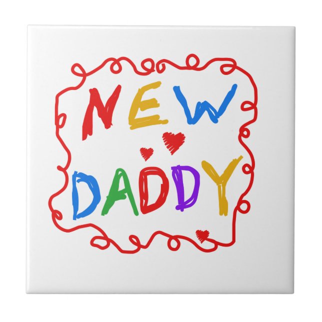 Primary Colors New Daddy Gifts Tile (Front)