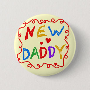 Primary Colors New Daddy Tshirts and Gifts Pinback Button