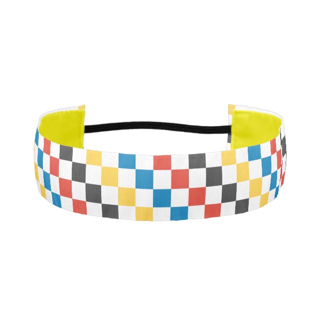 Primary Colors Patchwork Grid Non-Slip Headbands (Front)