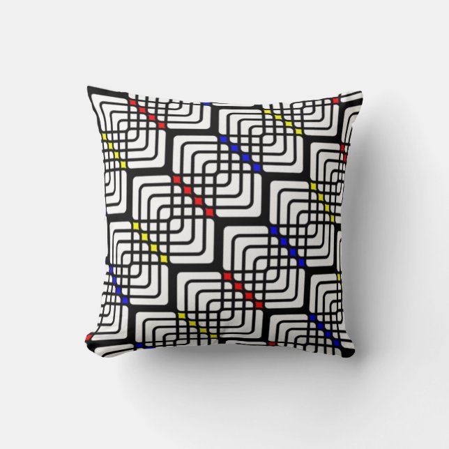 Primary Colors Patterned Throw Pillow (Front)
