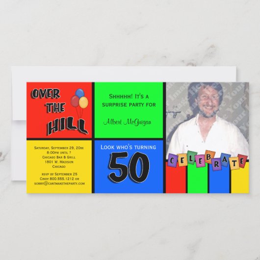 Primary Colors Photo Surprise 50th Birthday Party (Front)