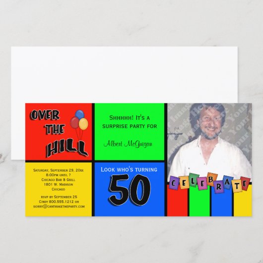 Primary Colors Photo Surprise 50th Birthday Party (Front/Back)