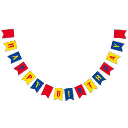 Primary Colors Red Yellow Blue 1st Birthday Party Bunting Flags