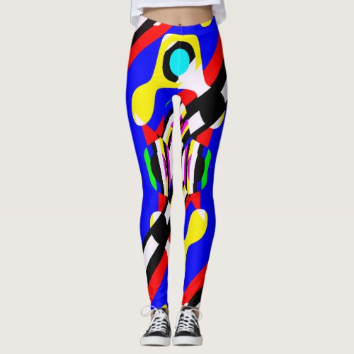 Primary Colors Shapes Geometric Bold Print Fashion Leggings