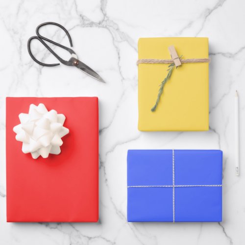 Primary Colors Solid Gift Wrap Set