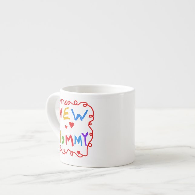Primary Colors Text New Mommy Gifts Espresso Cup (Front Left)