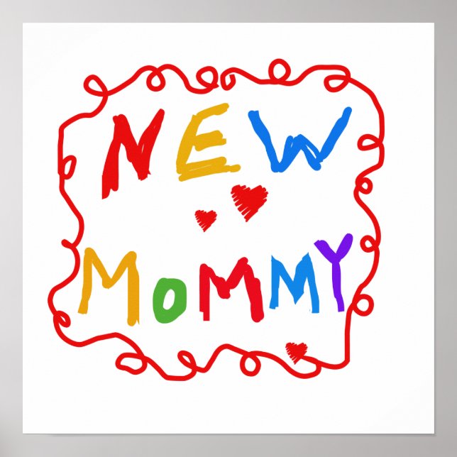 Primary Colors Text New Mommy Gifts Poster (Front)