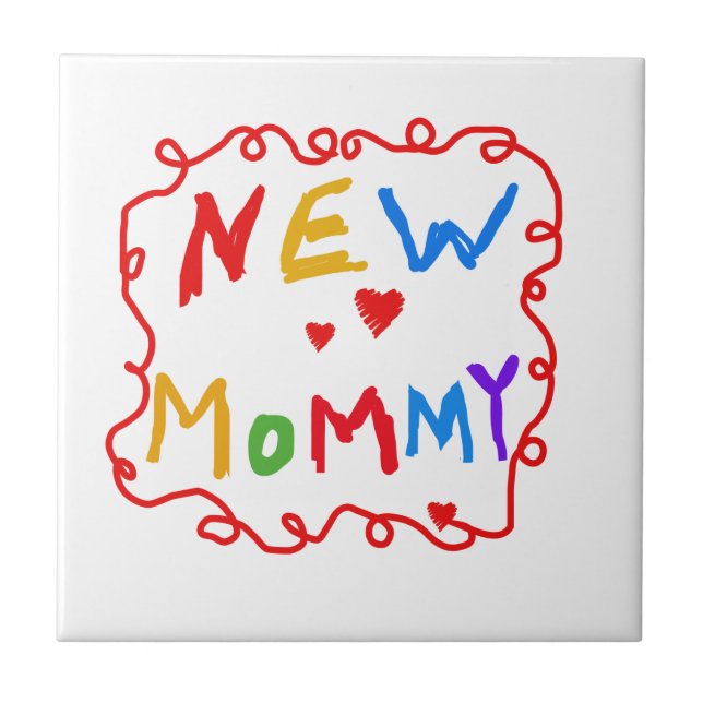 Primary Colors Text New Mommy Gifts Tile (Front)